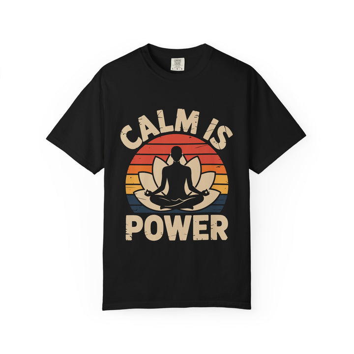 Calm Is Power Meditation T-Shirt — Yoga Lotus Vintage Sunset Tee
