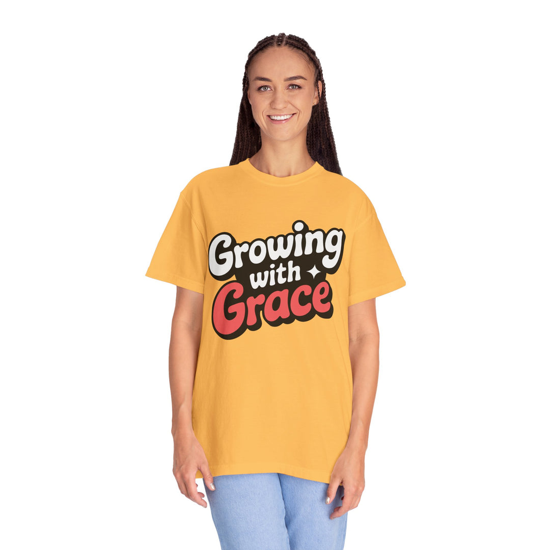 Growing with Grace T-Shirt — Inspirational Retro Script Tee