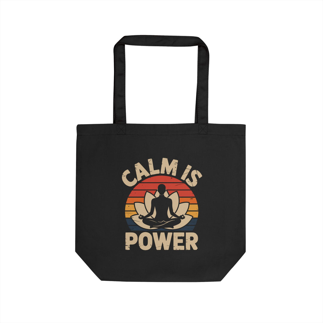 Calm Is Power Yoga Tote — Meditation Eco Bag with Retro Sunset Design
