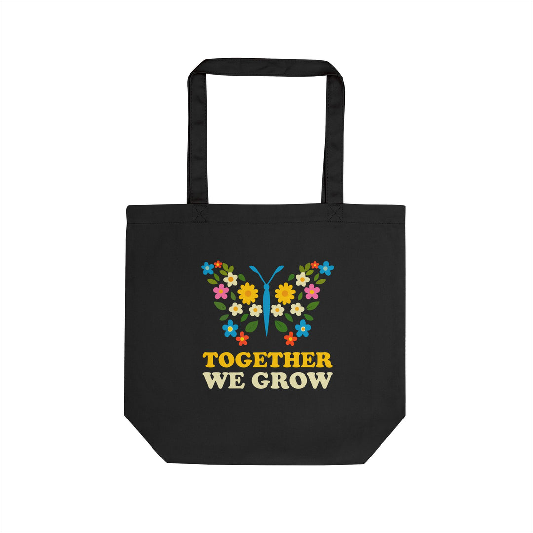 Together We Grow Floral Butterfly Eco Tote Bag – Reusable Garden Market Shopper