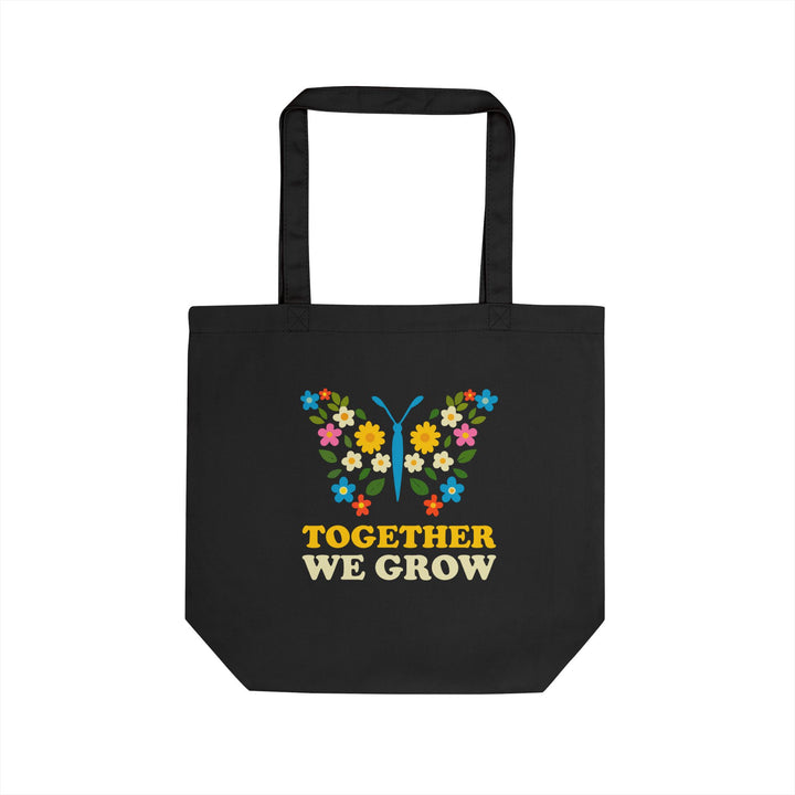 Together We Grow Floral Butterfly Eco Tote Bag – Reusable Garden Market Shopper