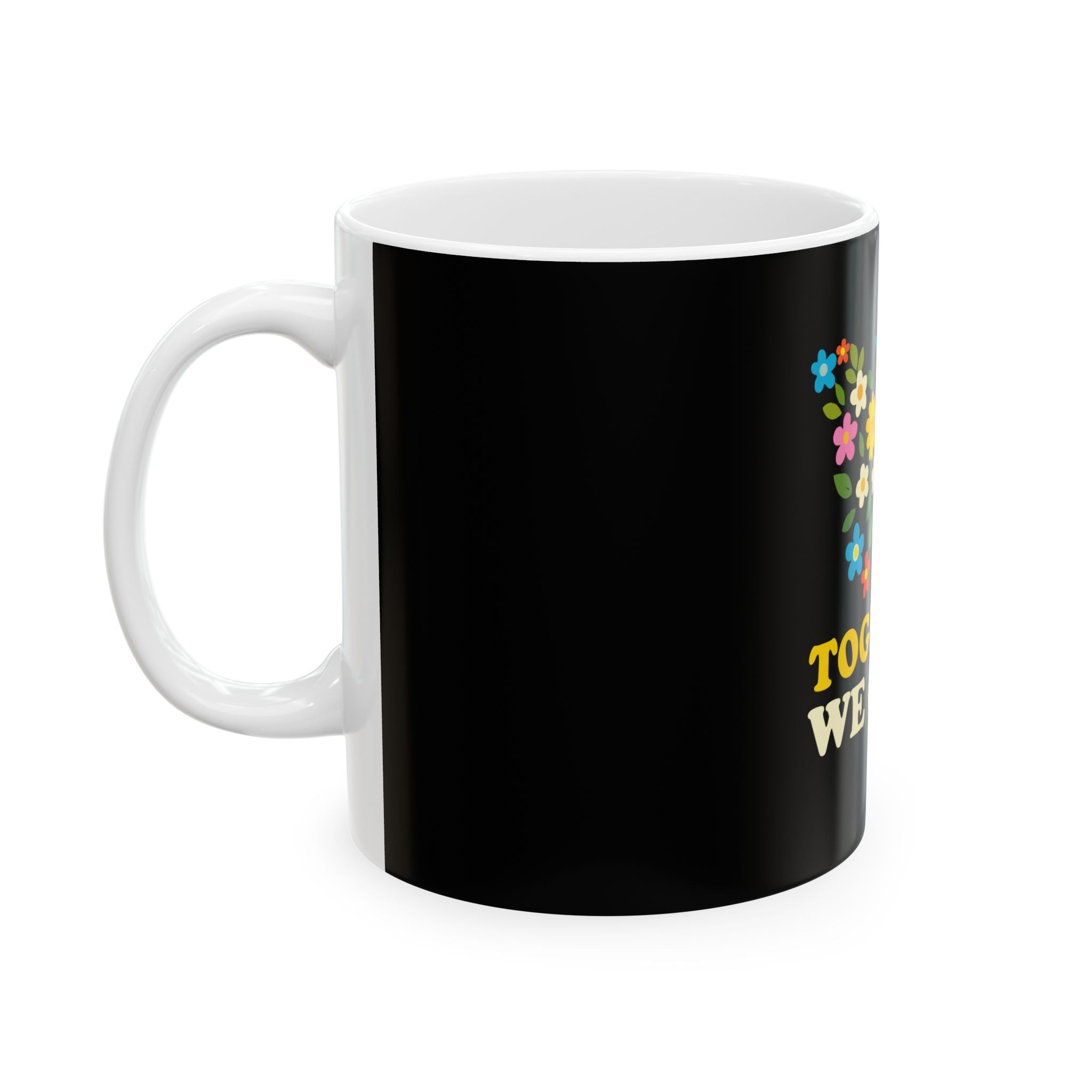 Together We Grow Floral Butterfly Ceramic Mug — Inspirational Tea Coffee Cup (11oz, 15oz)