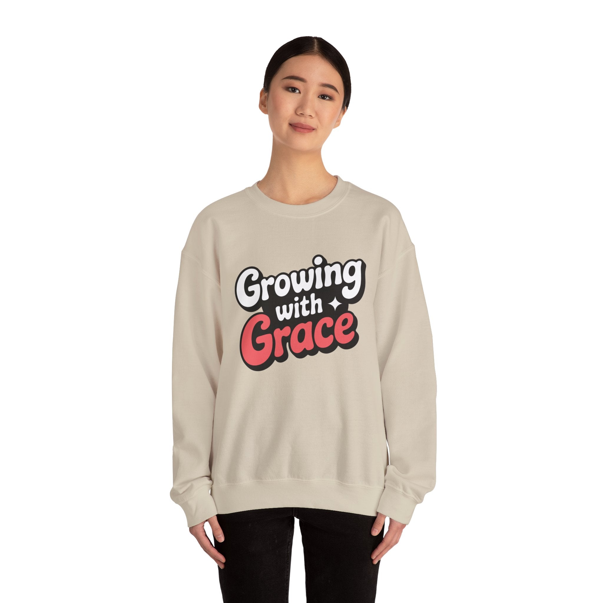 Growing with Grace Crewneck Sweatshirt — Inspirational Faith Graphic Sweatshirt