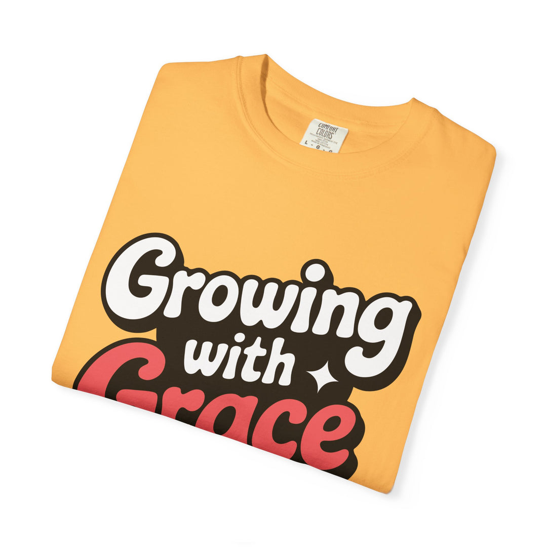 Growing with Grace T-Shirt — Inspirational Retro Script Tee