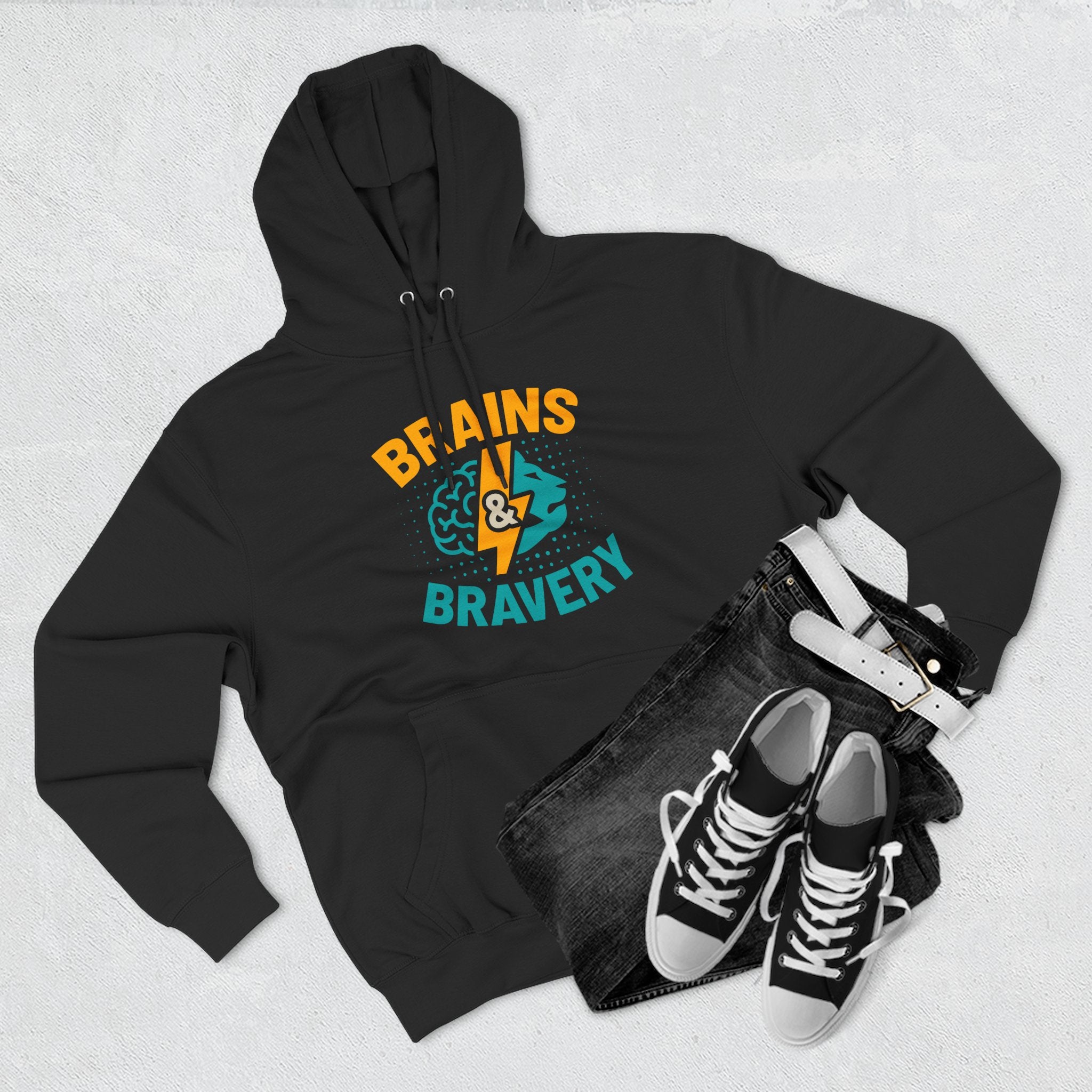 Brains & Bravery Hoodie — Graphic Pullover for STEM Kids & Students