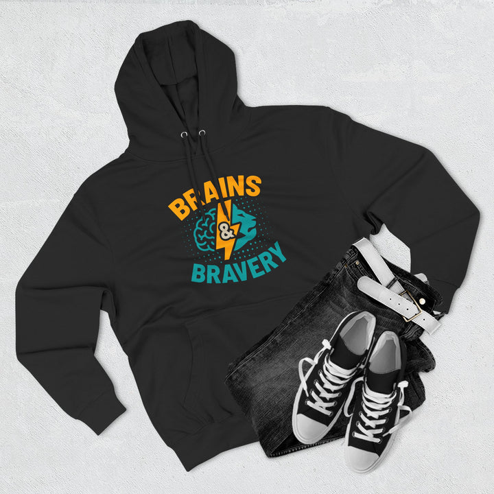 Brains & Bravery Hoodie — Graphic Pullover for STEM Kids & Students