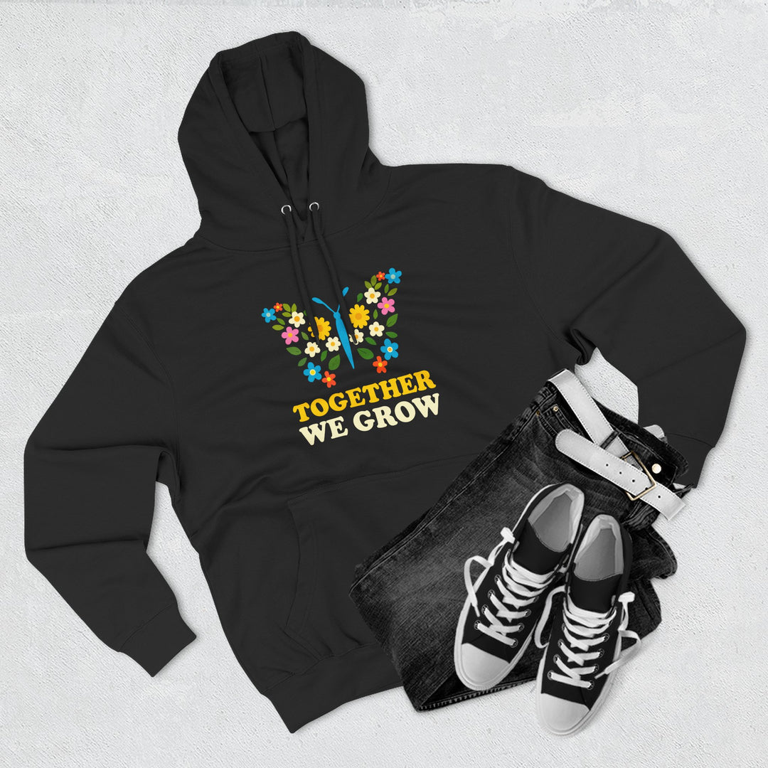 Hoodie — Together We Grow Floral Butterfly Graphic