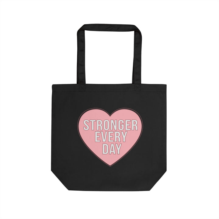 Stronger Every Day Heart Tote — Motivational Eco Canvas Bag