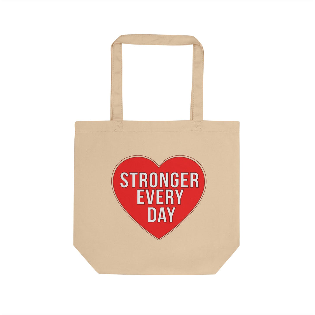Eco Tote Bag — "Stronger Every Day" Heart Graphic Reusable Canvas Tote