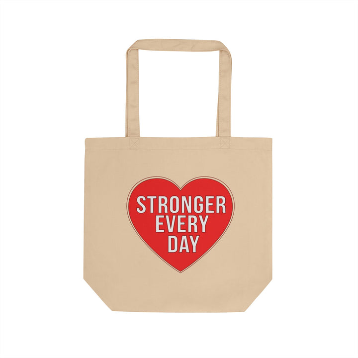 Eco Tote Bag — "Stronger Every Day" Heart Graphic Reusable Canvas Tote