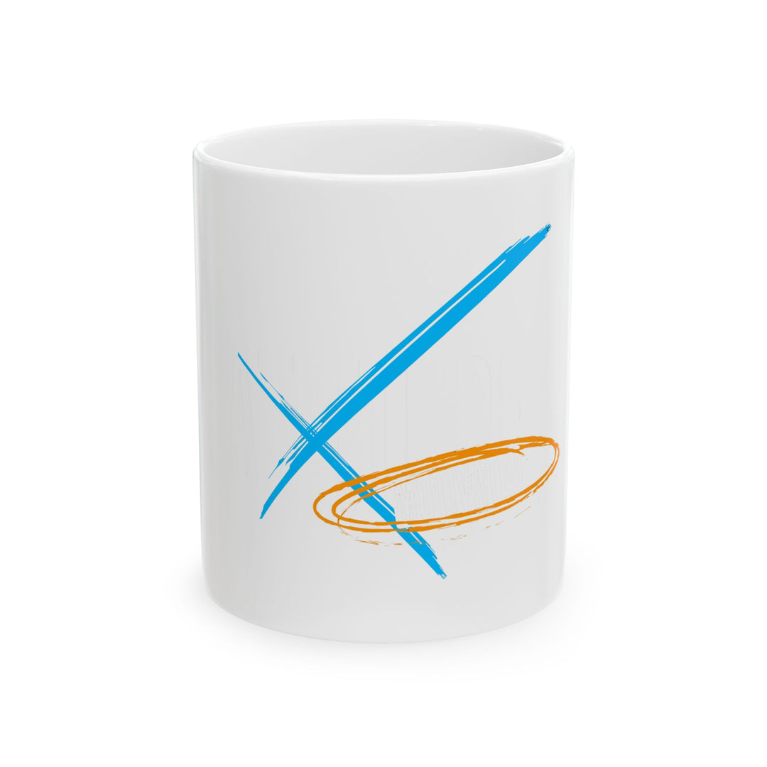 Abstract Blue & Orange Brushstroke Ceramic Mug — Minimalist Coffee Cup (11oz, 15oz)