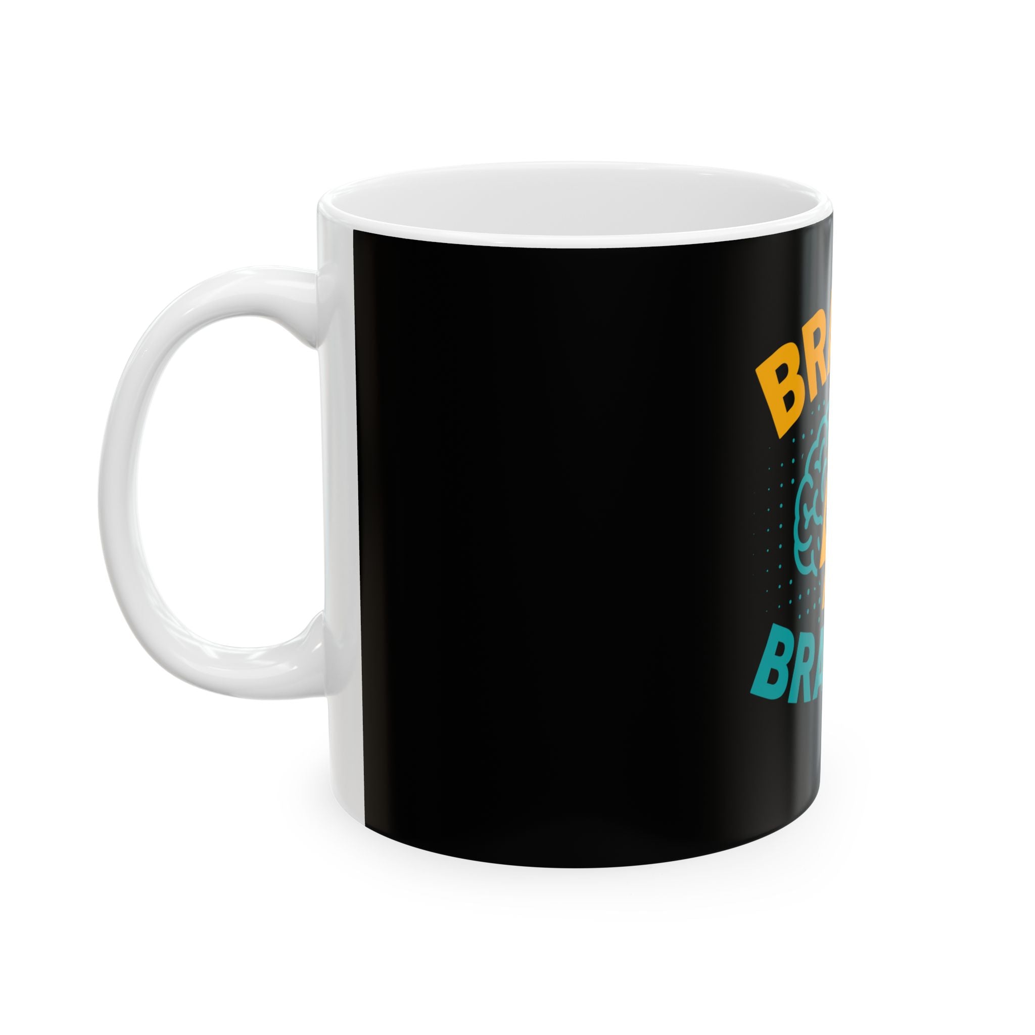 Brains & Bravery Ceramic Mug — Inspirational Lion & Brain Design (11oz/15oz)