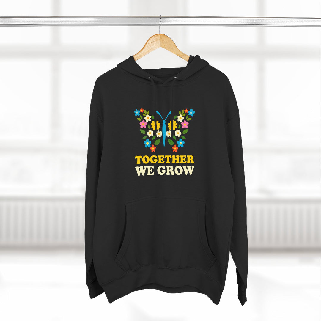 Hoodie — Together We Grow Floral Butterfly Graphic