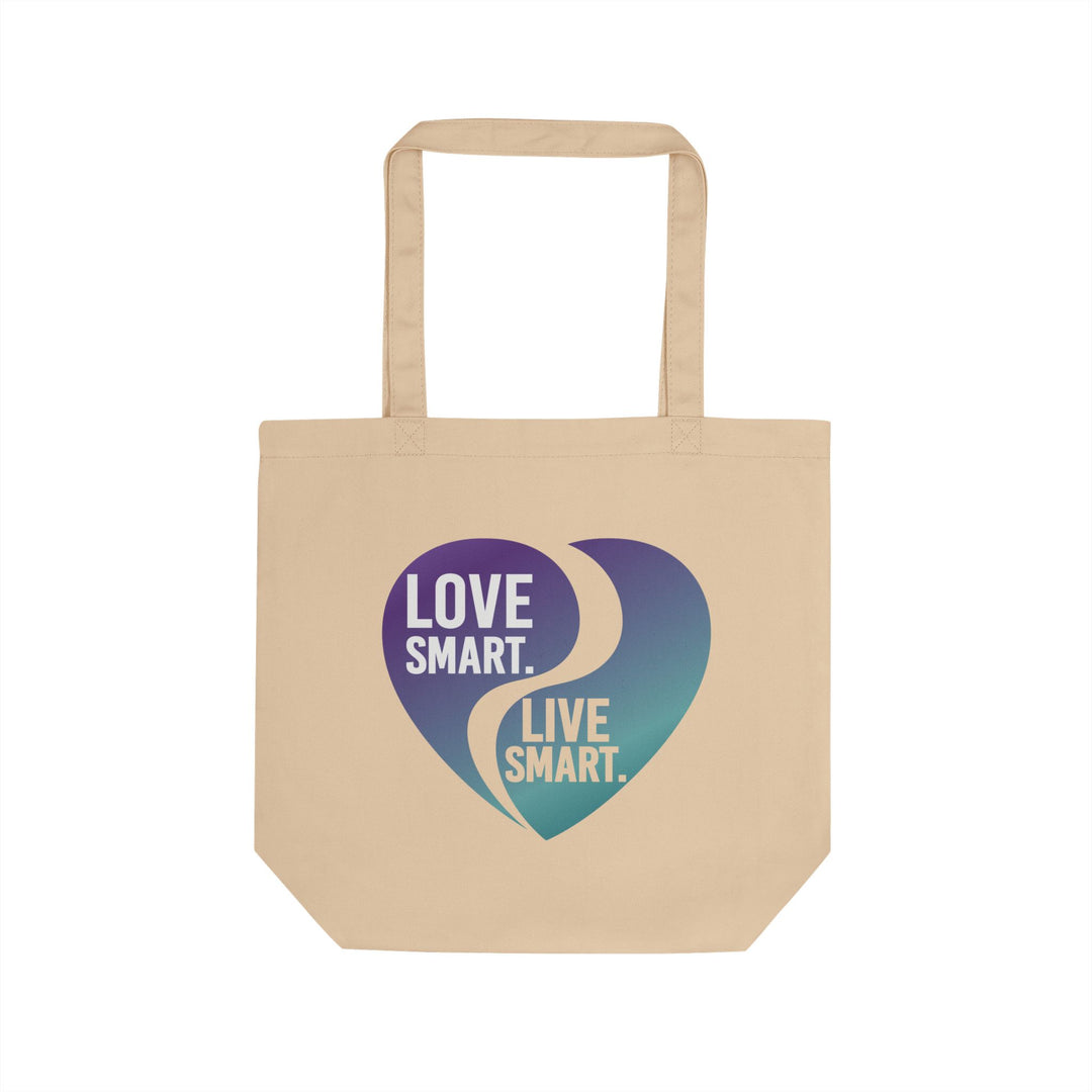 Eco Tote Bag — "Love Smart Live Smart" Heart Graphic Cotton Tote