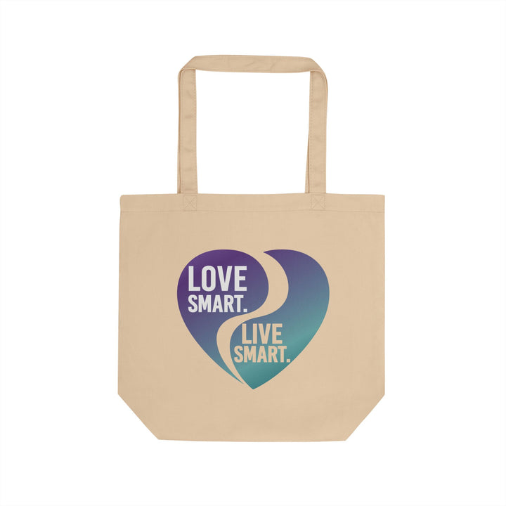 Eco Tote Bag — "Love Smart Live Smart" Heart Graphic Cotton Tote