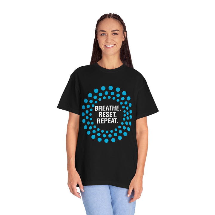 Breathe Reset Repeat T-Shirt — Mindful Breathing Graphic Tee