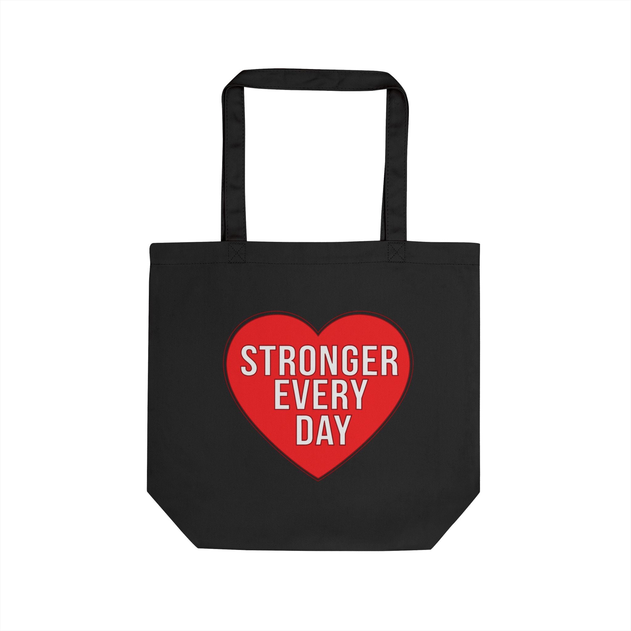 Eco Tote Bag — "Stronger Every Day" Heart Graphic Reusable Canvas Tote