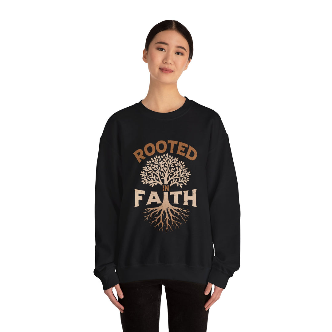 Rooted in Faith Crewneck Sweatshirt — Christian Tree of Life Pullover
