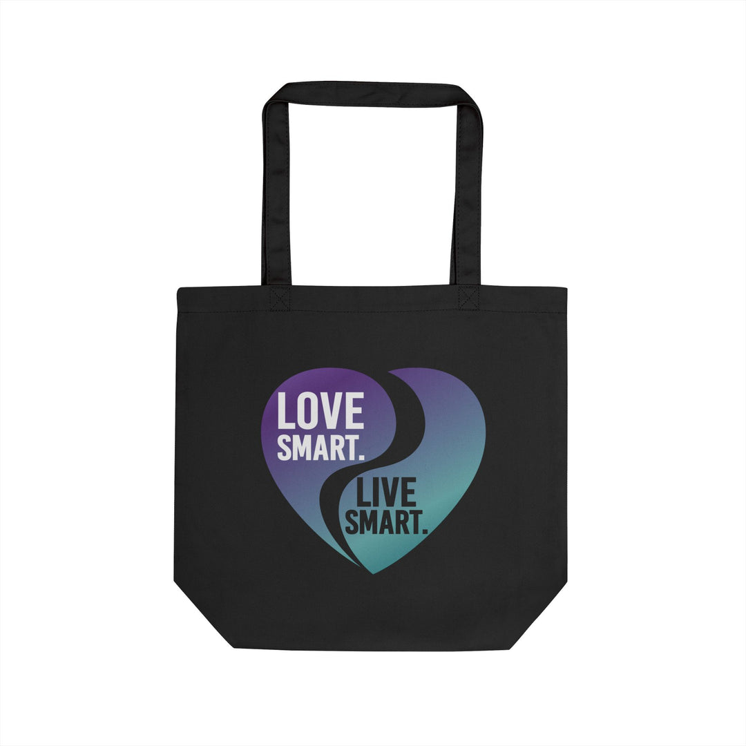 Eco Tote Bag — "Love Smart Live Smart" Heart Graphic Cotton Tote