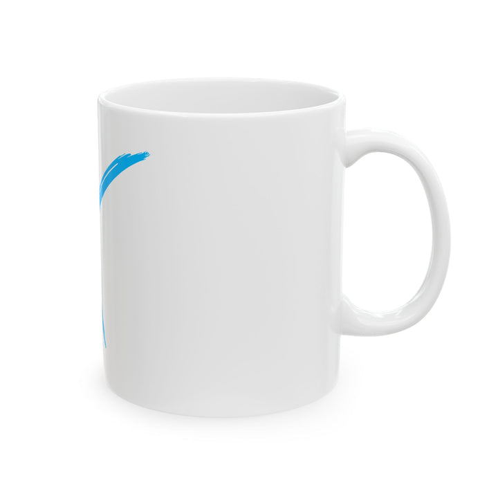 Blue Brushstroke X Ceramic Mug — Minimal Modern Coffee Cup (11oz, 15oz)
