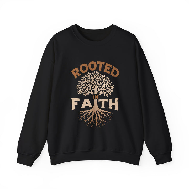 Rooted in Faith Crewneck Sweatshirt — Christian Tree of Life Pullover